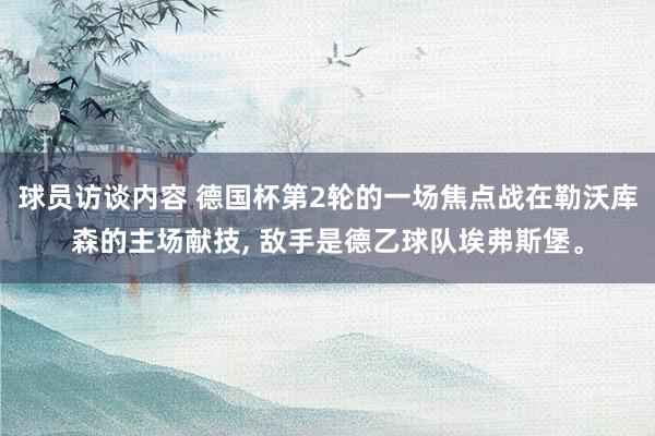 球员访谈内容 德国杯第2轮的一场焦点战在勒沃库森的主场献技, 敌手是德乙球队埃弗斯堡。