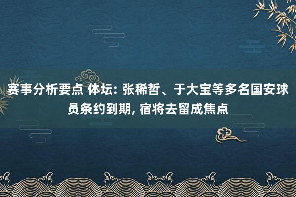 赛事分析要点 体坛: 张稀哲、于大宝等多名国安球员条约到期, 宿将去留成焦点