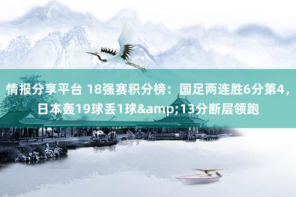 情报分享平台 18强赛积分榜：国足两连胜6分第4，日本轰19球丢1球&13分断层领跑