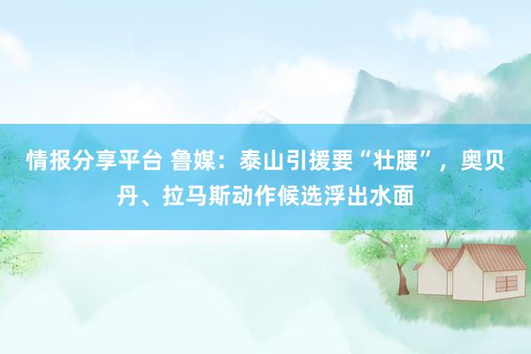 情报分享平台 鲁媒：泰山引援要“壮腰”，奥贝丹、拉马斯动作候选浮出水面