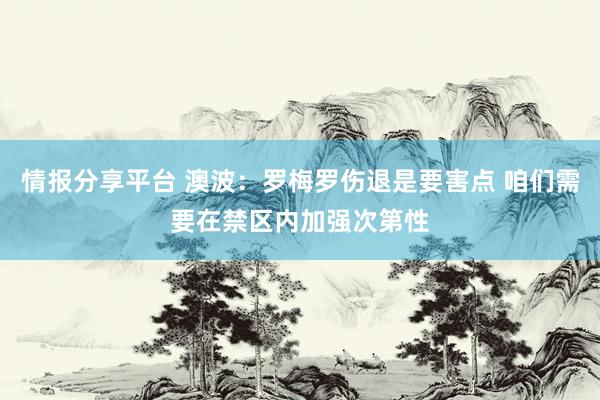 情报分享平台 澳波：罗梅罗伤退是要害点 咱们需要在禁区内加强次第性